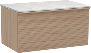 Balmani Forma meuble salle de bains suspendu 90 x 55 cm chêne naturel avec Stretto tablette simple en marbre carrara, Nervure droite symétrique horizontale