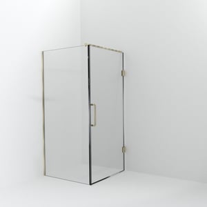 Balmani Modular inloopdouche met deur: 100 x 200 cm met deur 100 cm, Helder glas met coating, Brushed Champagne Gold profielen