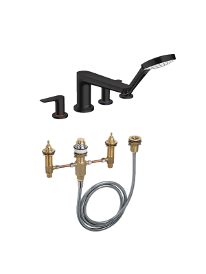 Hansgrohe Talis 4-gats badrandkraan met douchekop Mat Zwart, incl. inbouwelement