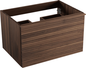 Balmani Forma zwevende wastafelonderkast 75 x 55 cm Amerikaans notenhout 2 lades horiz. sym. groef
