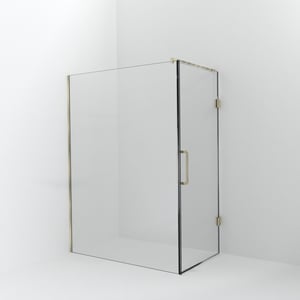 Balmani Modular inloopdouche met deur: 150 x 200 cm met deur 90 cm, Helder glas, Brushed Champagne Gold profielen