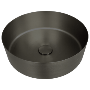Balmani Accia Aufsatzwaschbecken: Brushed GunMetal, Edelstahl, rund, Ø 36 cm