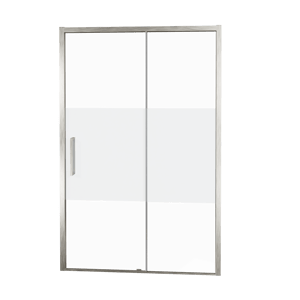 Balmani Senses Design douche schuifdeur rechts 160 cm x 210 cm Helder glas met matte strook glas, Brushed CoolMetal profielen, met coating