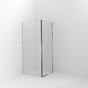 Balmani Modular douche à l'italienne avec porte: 100 x 200 cm avec porte 80 cm, Verre transparent avec coating, Profil Blanc mat