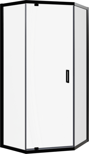 Luca Varess Vidor douchehoek vijfhoek 90 x 90 cm helder glas mat zwart profiel