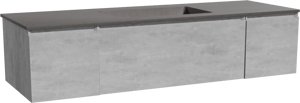 Storke Edge zwevend badkamermeubel 155 x 52 cm beton donkergrijs met Scuro enkele wastafel in kwarts mat zwart