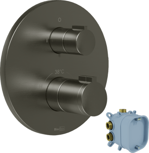 Blaufoss Smartbox Round thermostat de douche encastré 2 fonctions Brushed GunMetal incl élément intégré