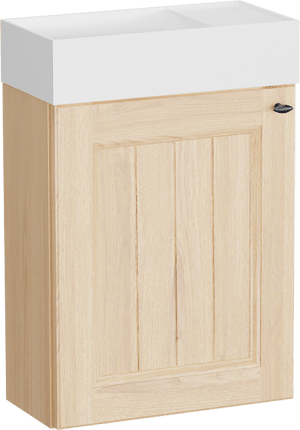 Balmani Lemon meuble wc suspendu 42 x 21 cm chêne naturel avec Loop plan vasque en Solid Surface blanc mat