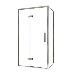 Balmani Senses Design Eckdusche: Drehtür (Links) mit fixierte Seitenwand, 100 x 100 cm, Klarglas, Profil Chrom
