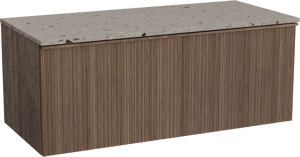 Balmani Forma meuble salle de bains suspendu 120 x 55 cm noyer américain avec Stretto tablette simple ou double en terrazzo greige terrazzo, Nervure circulaire asymétrique verticale