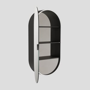 Luca Varess Oval spiegelkast ovaal 45 x 90 cm mat zwart met spiegelverlichting