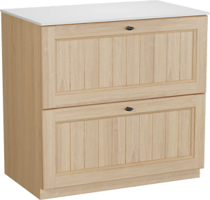 Balmani Lemon staand badkamermeubel 90 x 55 cm, fineer natuur eik met Stretto enkel tablet in mat wit