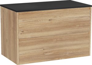 Storke Seda meuble salle de bains suspendu 95 x 52 cm chêne brut avec Panton tablette simple en mdf enduit de poudre noir mat
