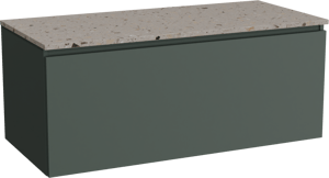 Balmani Sfera by Lucida zwevend badmeubel 120 x 55 cm forest met Stretto enkel of dubbel wastafelblad in terrazzo greige terrazzo