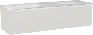 Balmani Idra by Mitra meuble salle de bains suspendu 180 x 55 cm blanc mat avec Tablo Oval double vasque en solid surface blanc mat