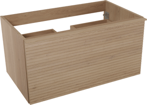 Balmani Forma zwevende wastafelonderkast 90 x 55 cm naturel eiken 2 lades horiz. sym. groef