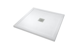 Linie Lido Duschwanne: 90 x 90 cm, Marmorkomposit, Weiße Schieferstruktur, matt