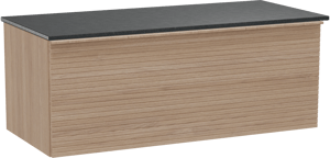 Balmani Forma meuble salle de bains suspendu 120 x 55 cm chêne naturel avec Stretto tablette simple en granit noir, Nervure droite symétrique horizontale