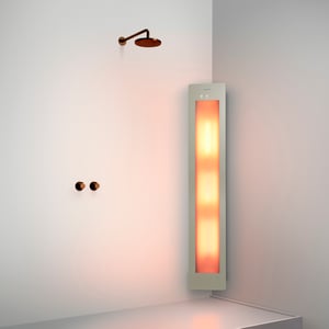 Sunshower One L d'angle en saillie en sand white avec lumière infrarouge