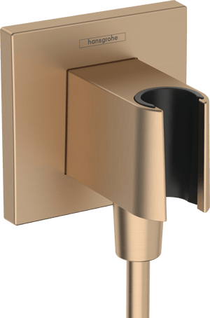Hansgrohe FixFit Porter Square Support mural douchette avec coude de raccordement 1/2" Brushed Bronze