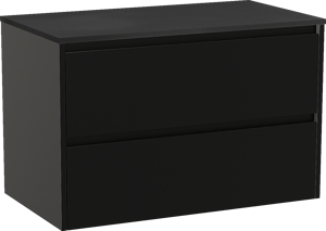 Storke Seda zwevend badkamermeubel 95 x 52 cm mat zwart met Panton enkel tablet in gepoedercoate mdf mat zwart