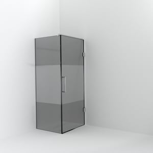 Balmani Modular inloopdouche met deur: 80 x 200 cm met deur 90 cm, Rookglas met matte strook, Glanzend chroom profielen