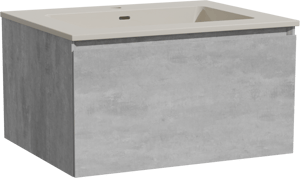 Storke Edge hängendes Möbelstück Set: 65 x 52 cm, Beton dunkelgrau, mit Diva Einzelwaschtisch, Top Solid Seidengrau