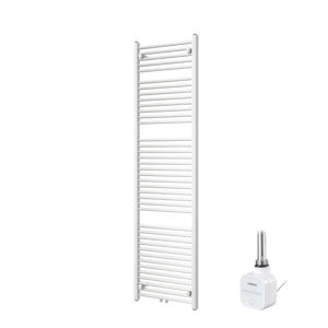 Vipera Kanza Einzel Handtuchheizkörper 50 x 180 cm Elektrische Heizung Weiß matt Seiten- und Mittelanschluss 800W, inkl. Widerstand