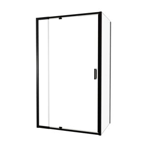 Luca Varess Vidor Telescope douchehoek met draaideur en vaste zijwand 120 x 80 cm helder glas mat zwart profiel