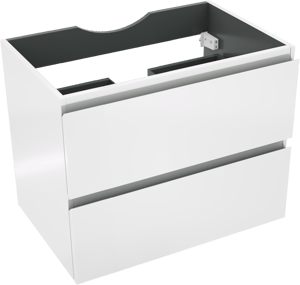 Linie Lado hängender Waschbeckenunterschrank: 70 x 46 cm, Weiß Glänzend, 2 Schubladen