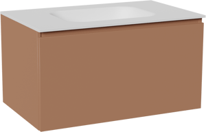 Balmani Sfera by Lucida zwevend badkamermeubel 90 x 55 cm cotto met Tablo Arcato enkele wastafel in solid surface mat wit