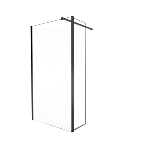 Balmani Move Walk-In-Dusche mit beweglicher Seitenwand 120 x 200 cm Klarglas, inklusive Coating, matt schwarzes Profil