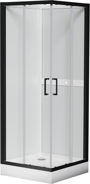 Luca Varess Talan douchecabine met schuifdeuren 80 x 80 cm helder glas mat zwart profiel