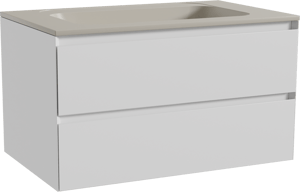 Balmani Mitra meuble salle de bains suspendu 90 x 55 cm blanc mat avec Tablo Strada plan simple en marbre composite soie grise
