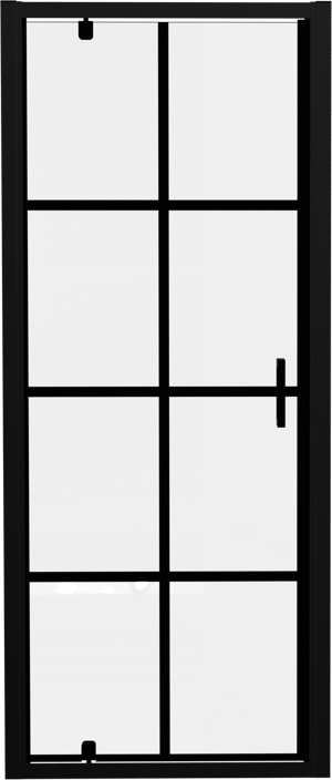 Luca Varess Vidor Duschtür: Drehtür, 80 x 190 cm, Square Glas, Schwarzes Profil, matt