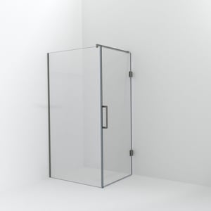 Balmani Modular inloopdouche met deur: 110 x 200 cm met deur 90 cm, Helder glas, Brushed Inox profielen
