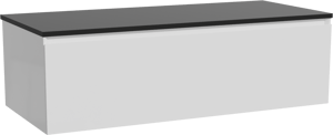 Storke Edge hängendes Möbelstück Set: 120 x 52 cm, Weiß glänzend, mit Panton Einzel- oder Doppel Waschtischplatte, Pulverbeschichtetes MDF Schwarz matt
