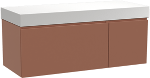 Balmani Sfera by Lucida zwevend badkamermeubel 135 x 55 cm cotto met Dominus enkel of dubbel tablet in solid surface mat wit