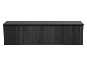 Balmani Forma hängendes Möbelstück Set: 180 x 55 cm, Schwarze Eiche, mit Stretto Einzel- oder Doppel Waschtischplatte, Granit, Schwarzes Granit, Vertikale symmetrische gerade Rippe