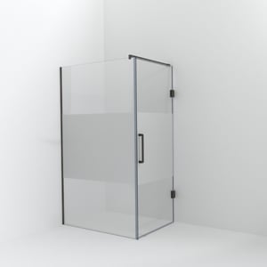 Balmani Modular douche à l'italienne avec porte: 120 x 200 cm avec porte 90 cm, Verre transparent avec bande mate, Profil Brushed GunMetal