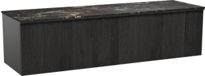 Balmani Forma meuble salle de bains suspendu 180 x 55 cm chêne noir avec Stretto tablette simple ou double en marbre portoro gold, Nervure droite symétrique verticale