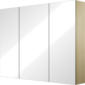 Linie Montro Spiegelschrank Bad: 100 x 75 cm, skandinavische Eiche