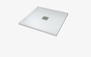 Linie Lido douchebak 80 x 80 cm composietmarmer mat wit leisteenstructuur