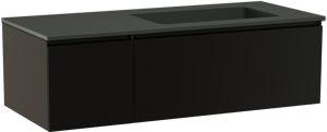 Storke Edge zwevend badkamermeubel 120 x 52 cm mat zwart met Scuro asymmetrisch rechtse wastafel in kwarts mat zwart