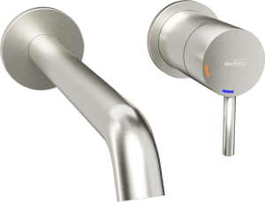 Blaufoss Round 2.0 EcoStart robinet de lavabo encastré Brushed CoolMetal incl élément intégré