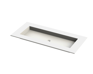 Balmani Tablo Stretto enkele wastafel voor 2 kraangaten matte Solid Surface 120 x 55 cm