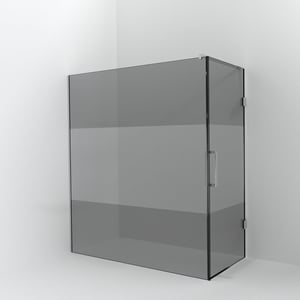 Balmani Modular Walk-In Dusche mit Tür: 180 x 200 cm mit Tür 90 cm, Rauchglas mit mattiertem Streifen, Profil Chrom glänzend