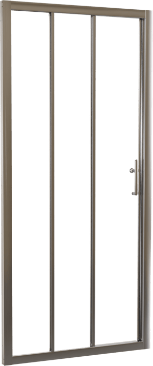 Linie Cadiz dreiteilige Dusche Schiebetür 90 cm x 190 cm Klarglas Brushed Chrome Profil
