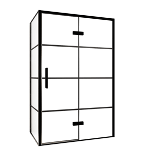 Balmani Senses Design douchehoek met rechtse draaideur en vaste zijwand, 120 x 100 cm, Lined, Zwarte profielen, met coating