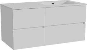 Storke Edge zwevend badkamermeubel 110 x 52 cm glanzend wit met Diva asymmetrisch rechtse wastafel in composietmarmer glanzend wit